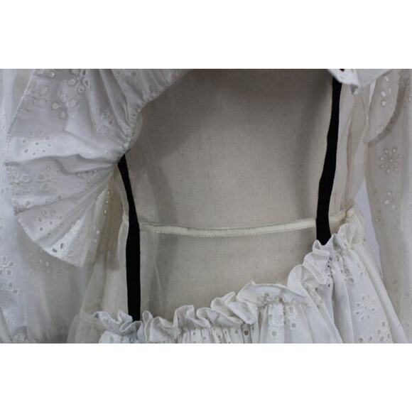 Women's Sz 4 6 Ivory Eyelet Platelet Dress Midi Layered - Picture 12 of 16